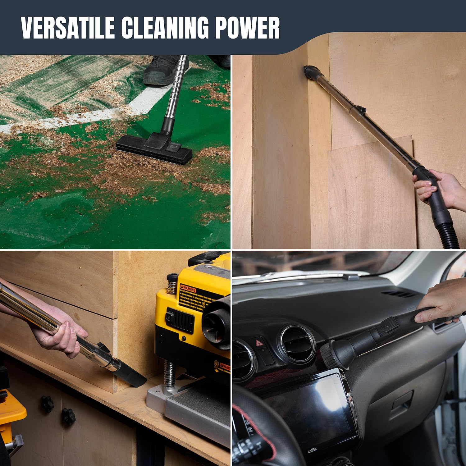 Various cleaning applications of the POWERTEC vacuum attachments