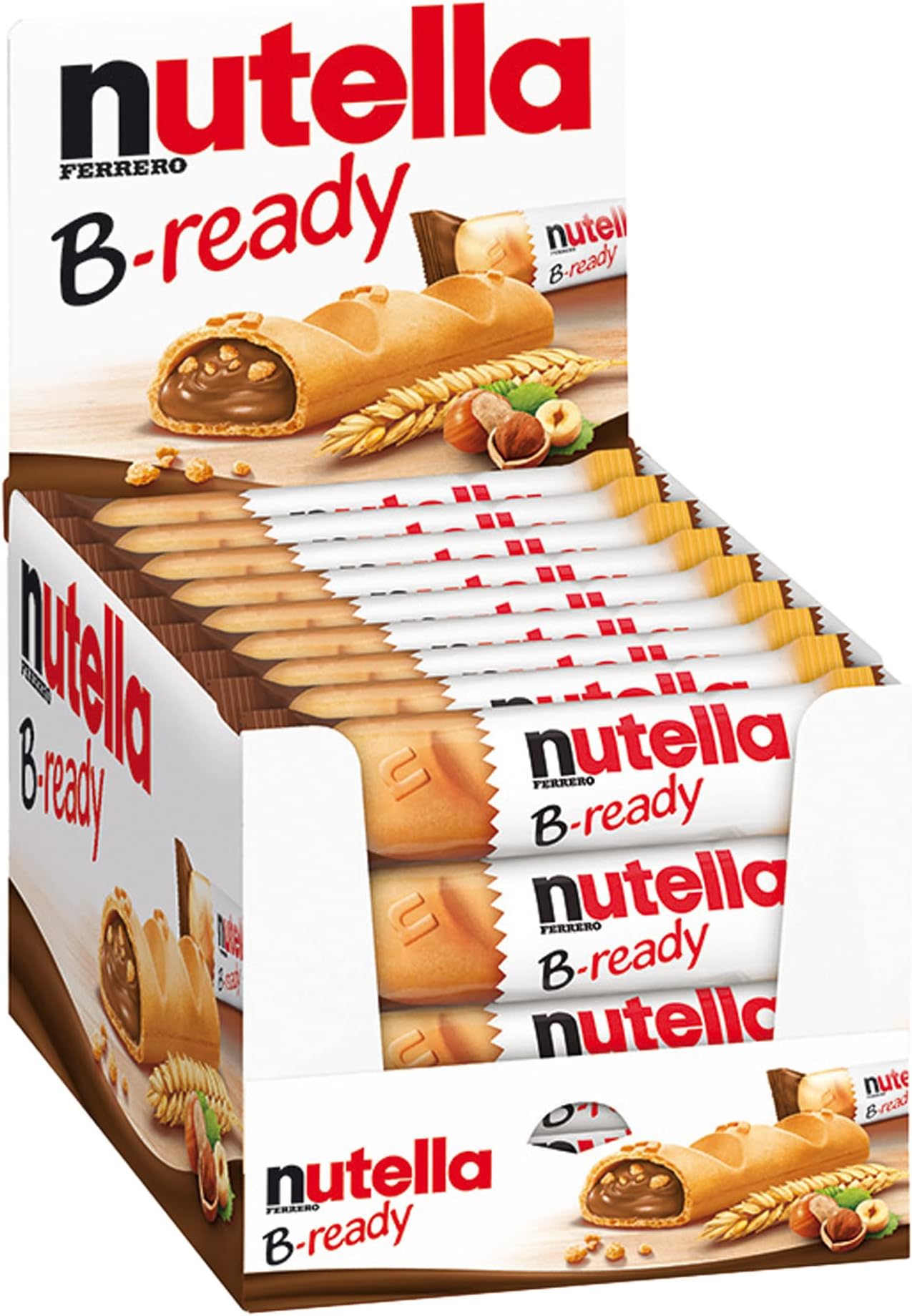 Nutella B-Ready Biscuits, Crispy Wafer Shell Filled with Hazelnut Cocoa Spread, 22g (Pack of 36)