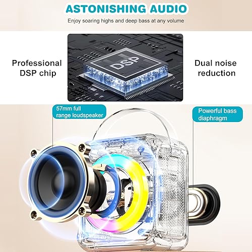 Miniatura 4 de Máquina de karaoke para niños, máquina de karaoke Bluetooth para adultos con 2 micrófonos inalámbricos con luces coloridas, juguetes de regalo para