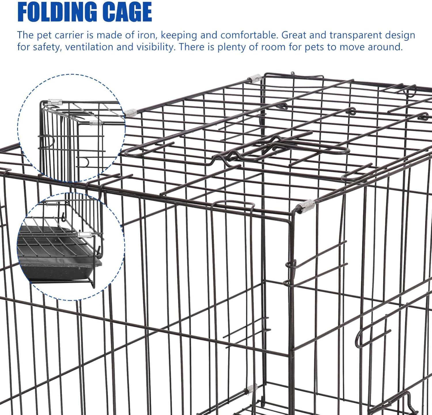 Folding Pet Cage for Small to Medium Dogs Steel Dog House with Scratch-Resistant Iron Construction for Safe Comfortable Travel