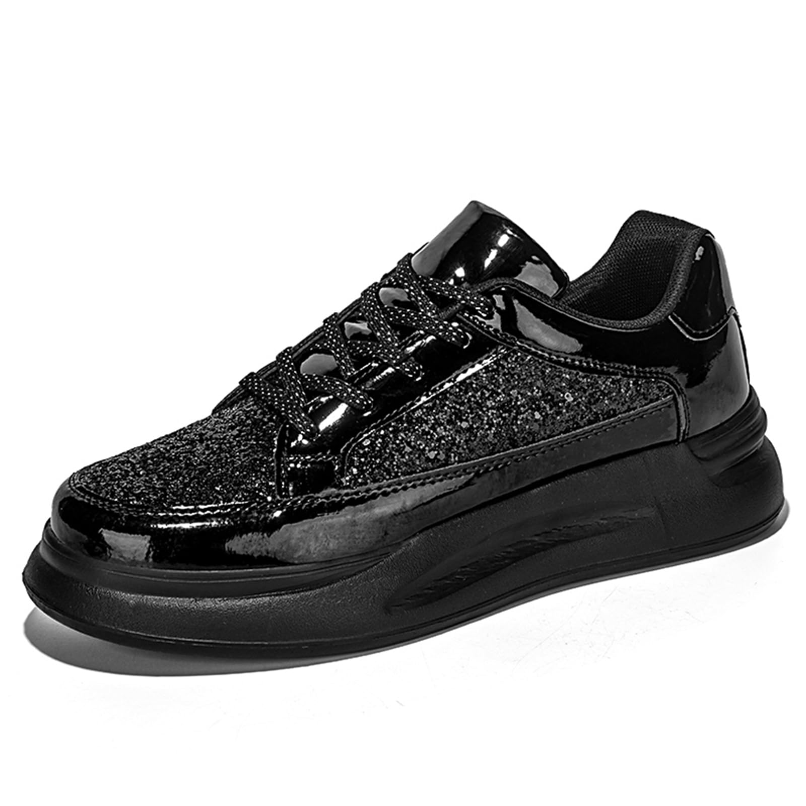 Men's Fashion Sneakers Glitter Sparkly Tennis Shoes Shiny Sequin Low Cut Casual Skate Shoes