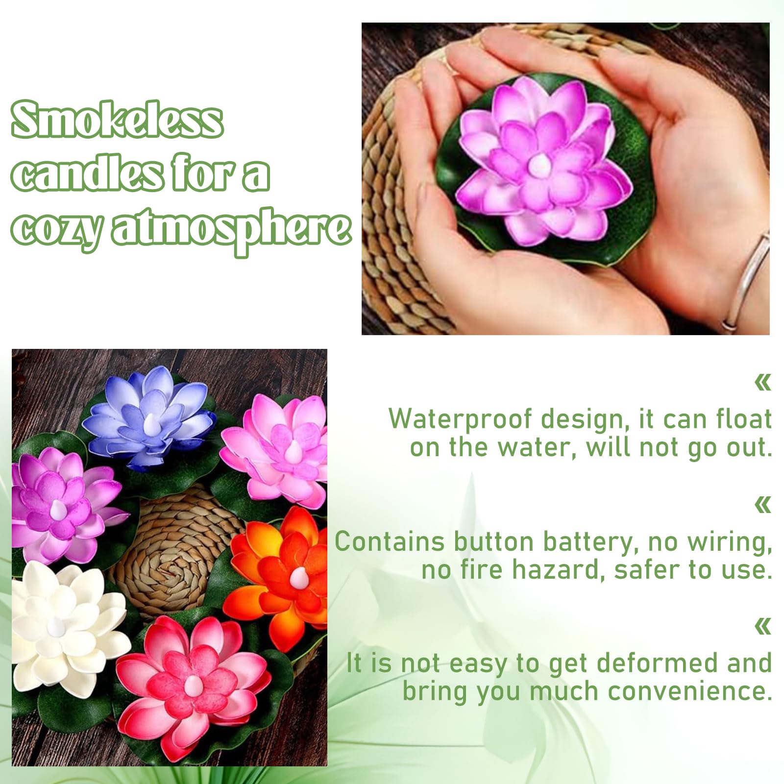 Confezione da 6 fiori galleggianti a LED, lanterna galleggiante con ninfee artificiali, fiori galleggianti, fiori di loto galleggianti, ninfee di fiori di loto, per laghetto da giardino, patio
