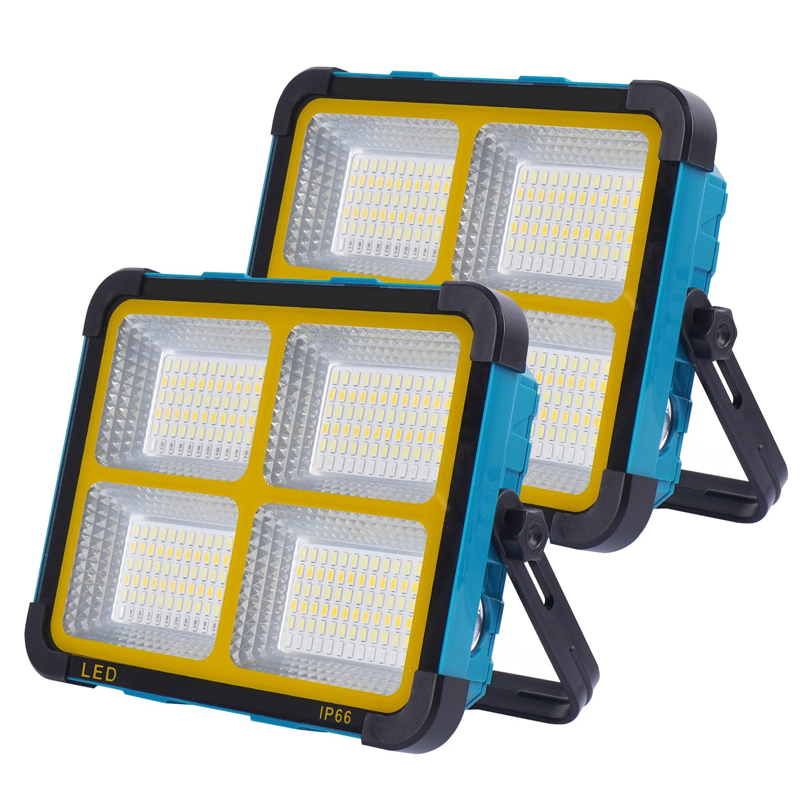 Faro LED Ricaricabile 150W,Fosingut Faretto LED Esterno con Doppio Pannello Solare Portatile,11000mAh Batteria Lampada Emergenza Proiettore Luce da Lavoro,Campeggio,Cantiere,Pesca,Riparazione Auto-2p