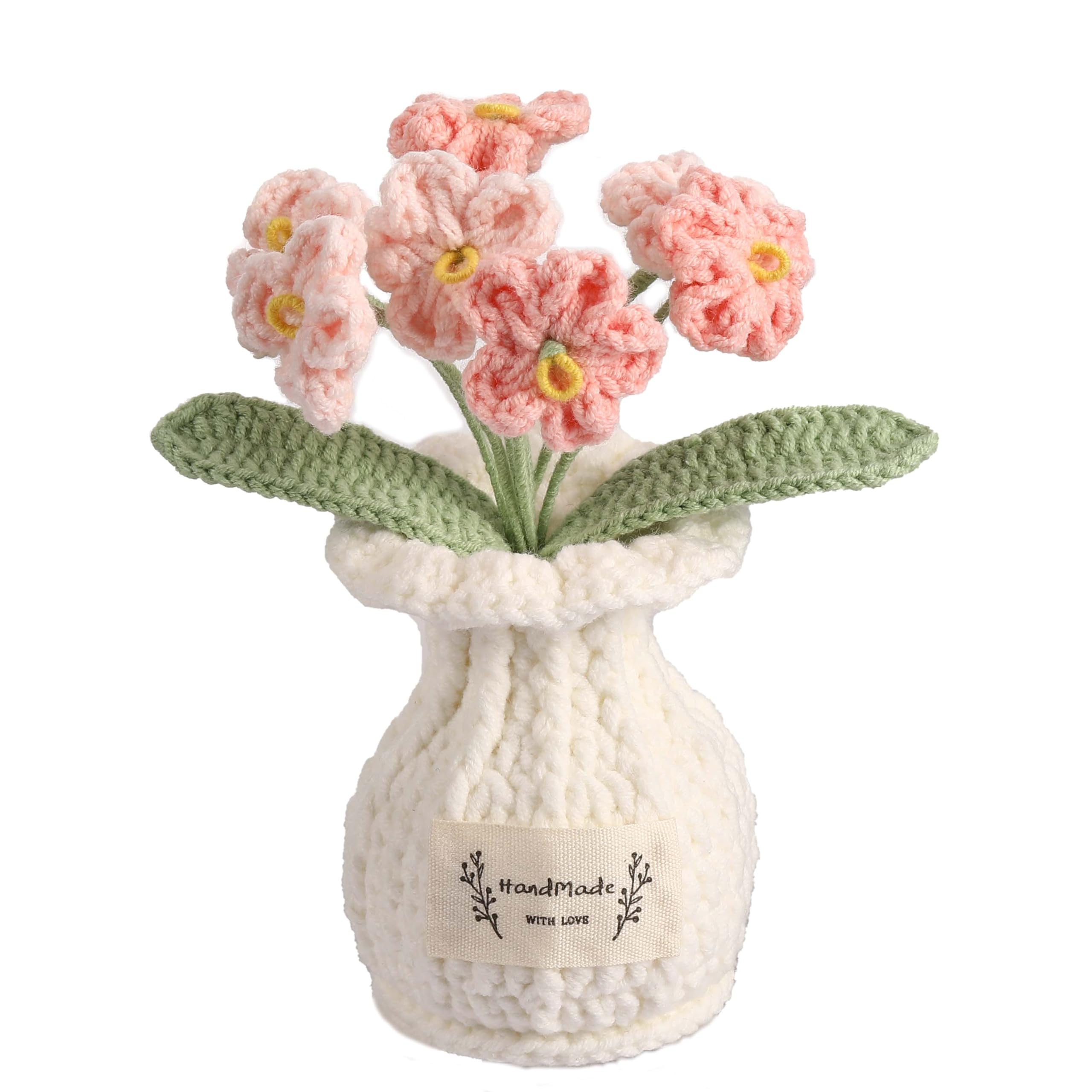 YOOJEE Forget-me-not Crochet Flower Potted Plant Pink