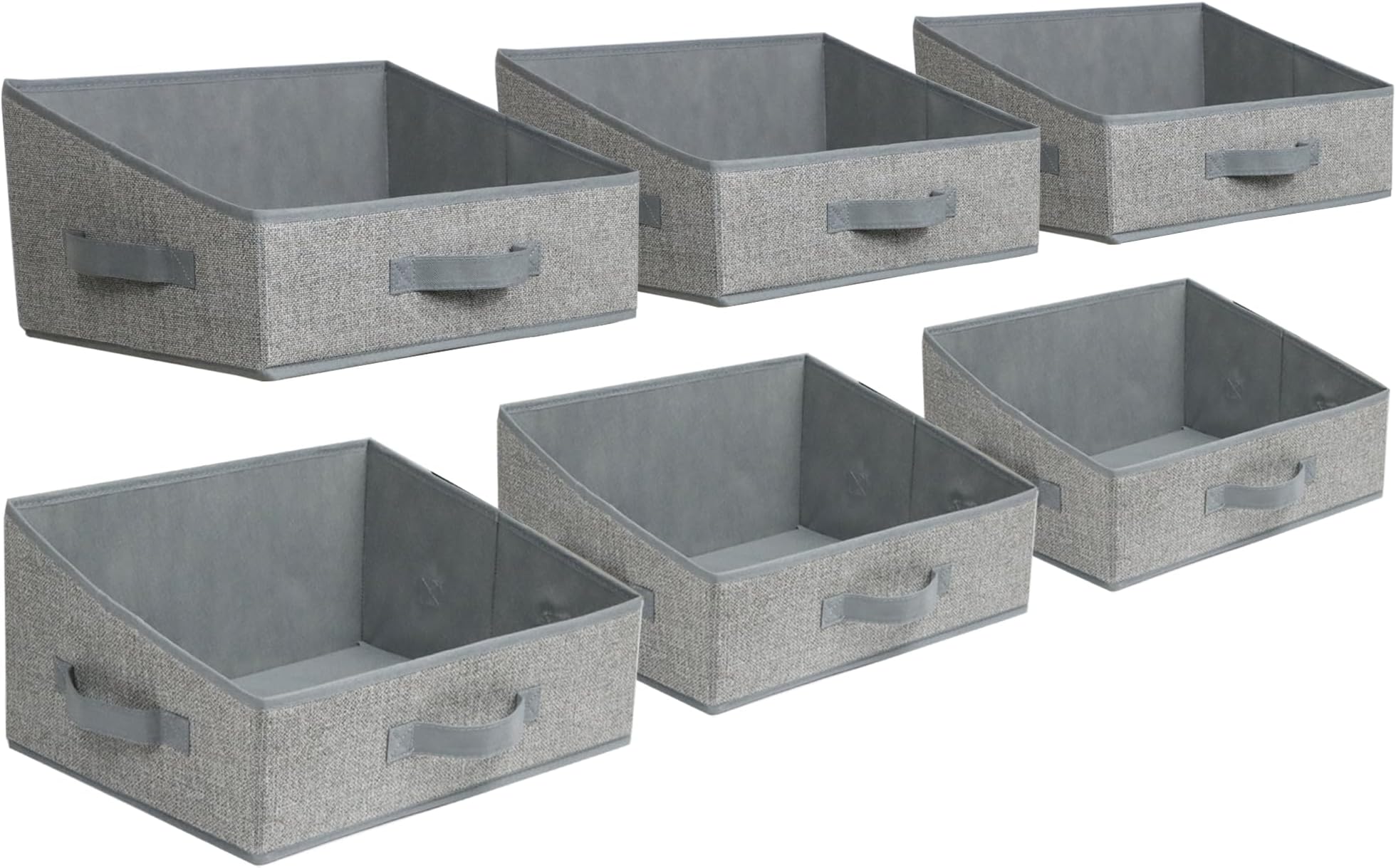 6 Pack Closet Storage Bins for Shelves, Shelf Baskets for Organization, Closet Organizers and Storage, Trapezoid Storage Bin Closet Shelf Organizer for Clothes,Toy,Towel,Book,Baby Clothing (6PC-Gray)