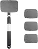 Car Windshield Cleaner Tool, Detachable Car Window Cleaner with Aluminum Extendable Handle & 2 Reusable Cloth Pads, Washable Vehicle Windshield Cleaning Wand for Exterior Gray
