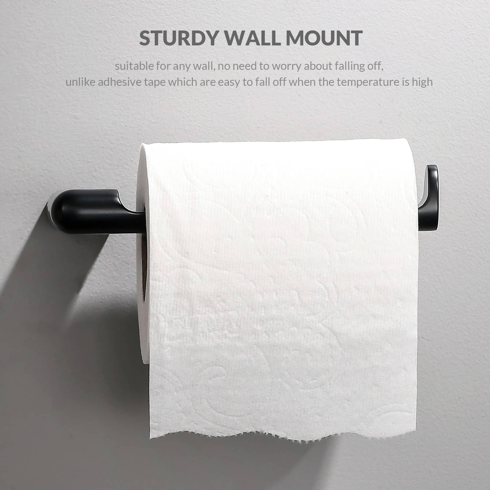 simpletome Toilet Paper Holder Wall Mount Never Rust Zinc Alloy Drilling Installation Modern Minimalist Design (Matte Black) - Image 2