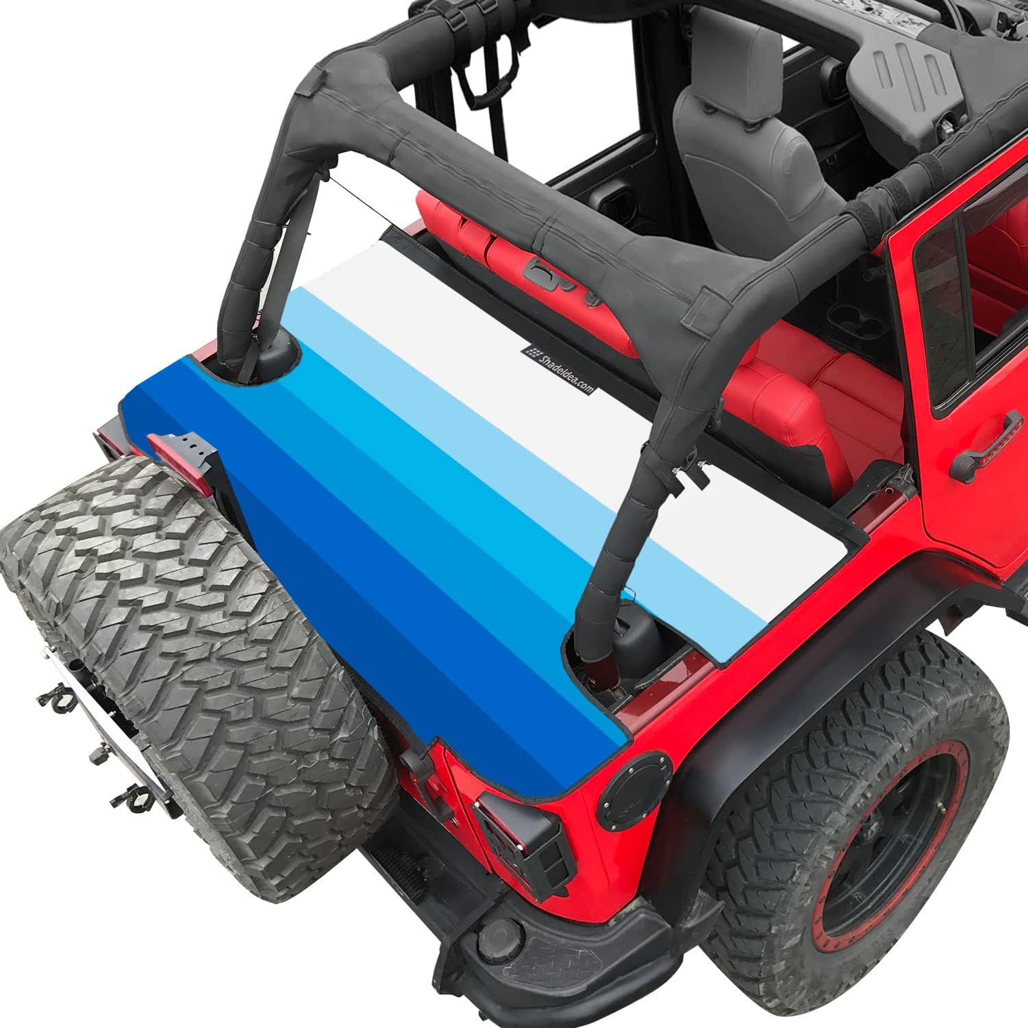 Shadeidea Wrangler JK Tonneau Cover for Jeep JKU Rear Trunk Cover Vinyl Tailgate Cargo Cover (Blue/White Gradient) Robicon Sahara Sport S 4 Door (2007-2018) - 3 Year Warranty