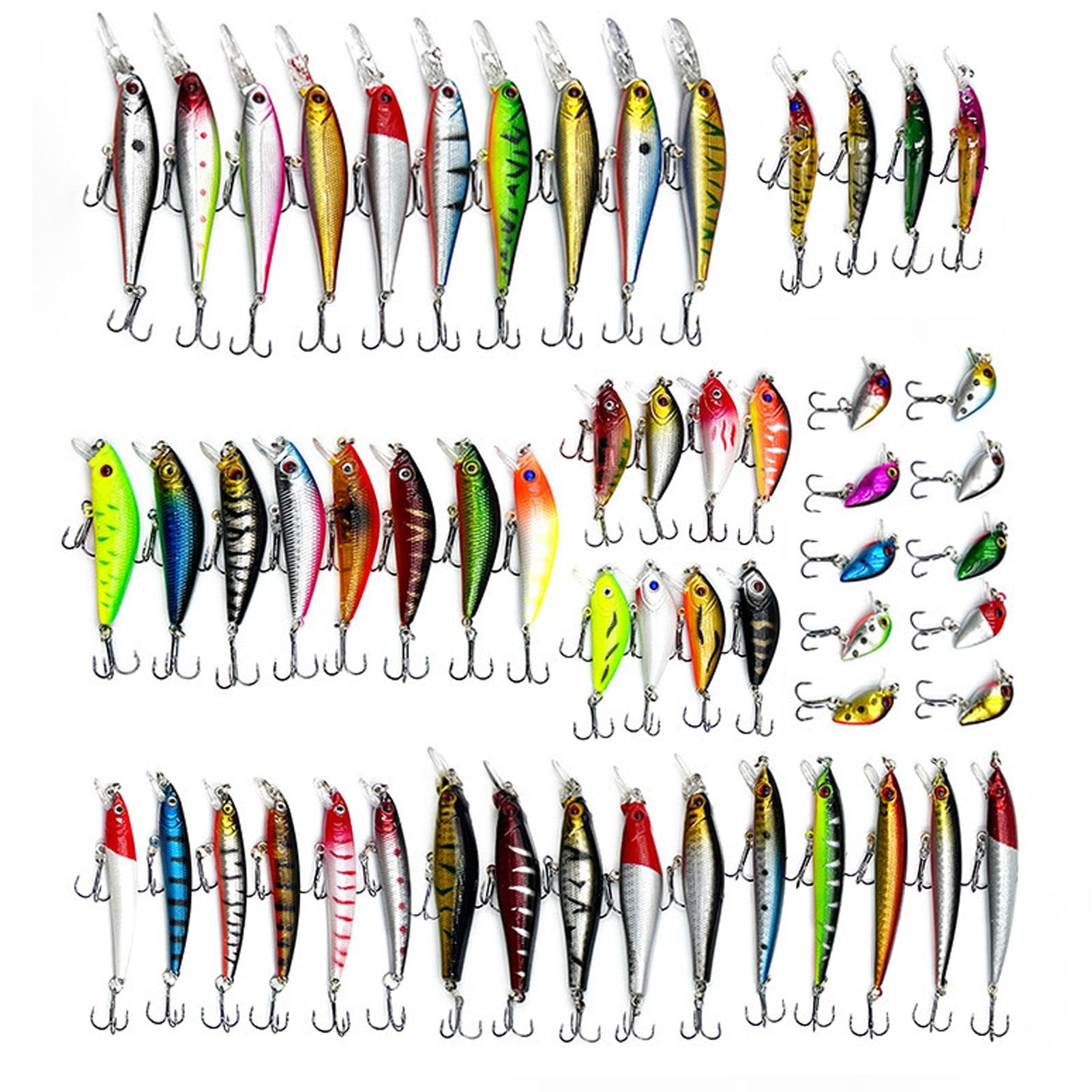 Teksome Juego de señuelos de Pesca, Kit de Cebo de Pesca - 56 Aparejos de Pesca - Kit de señuelos para lubina, Lucio, Cabeza de Serpiente, agallas Azules, Carpa, Agua Salada, Cabeza de Serpiente