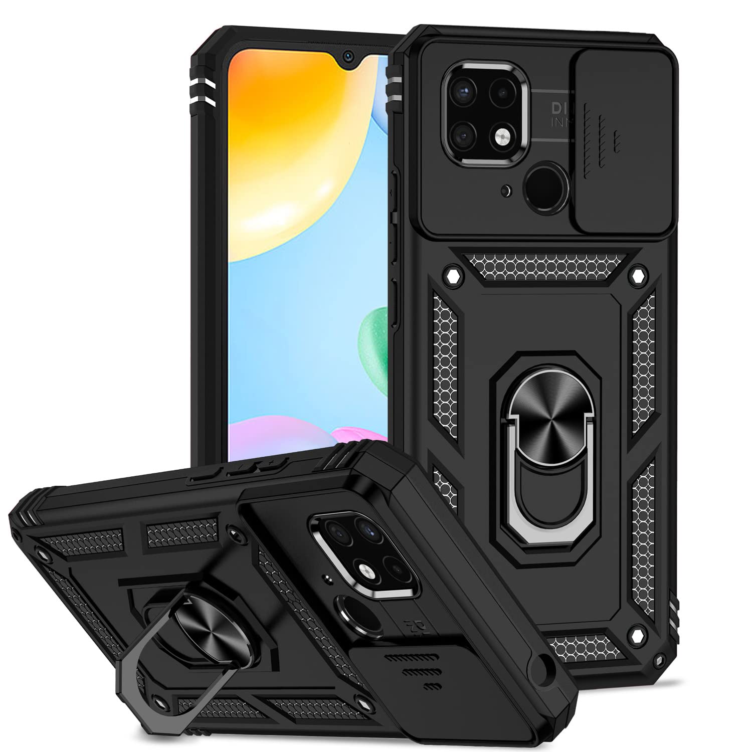 XINYEXIN Custodia Xiaomi Redmi 10C Militare - Antiurto Con Supporto E Protezione