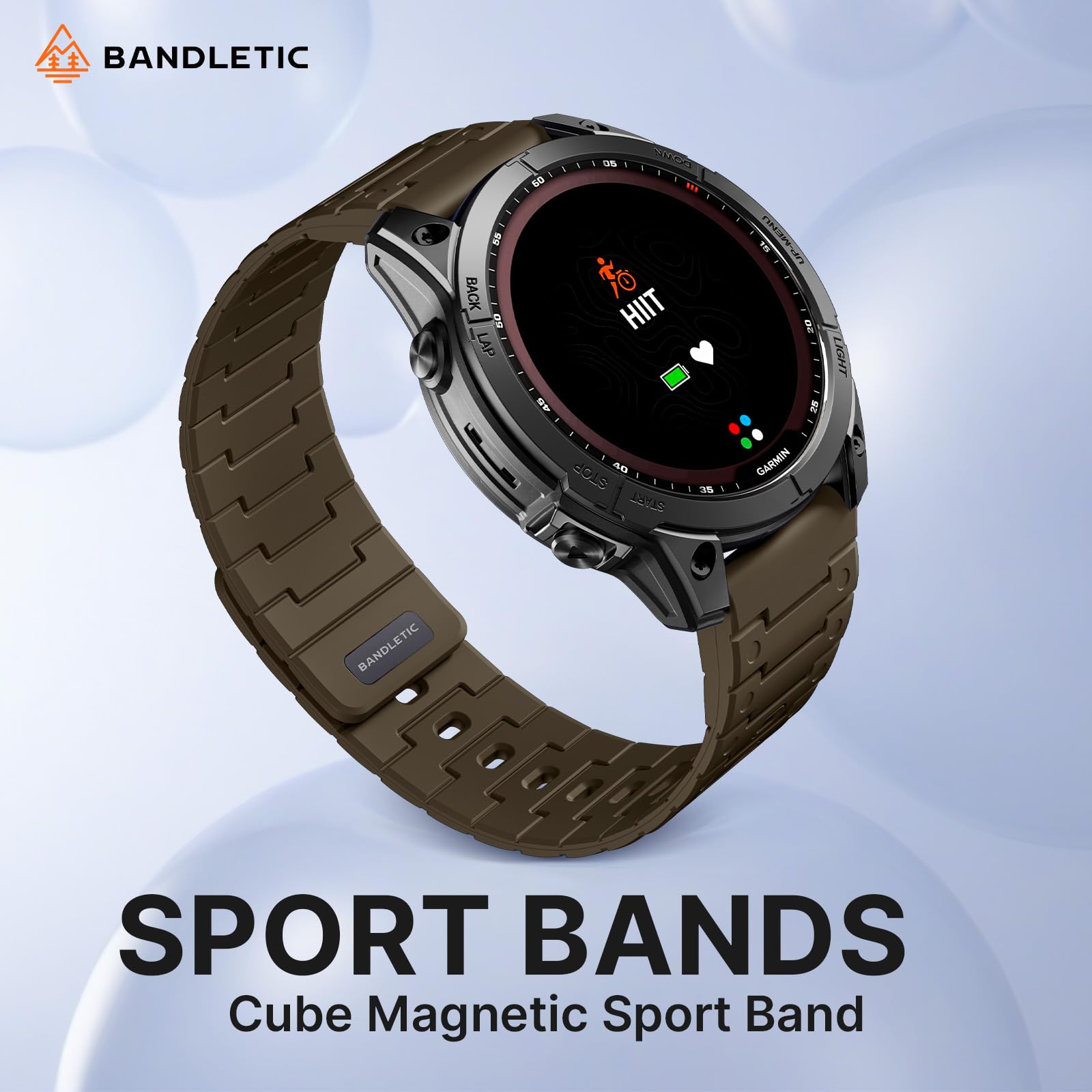 Bandletic Correa magnética deportiva compatible con Garmin Watch Quick Fit