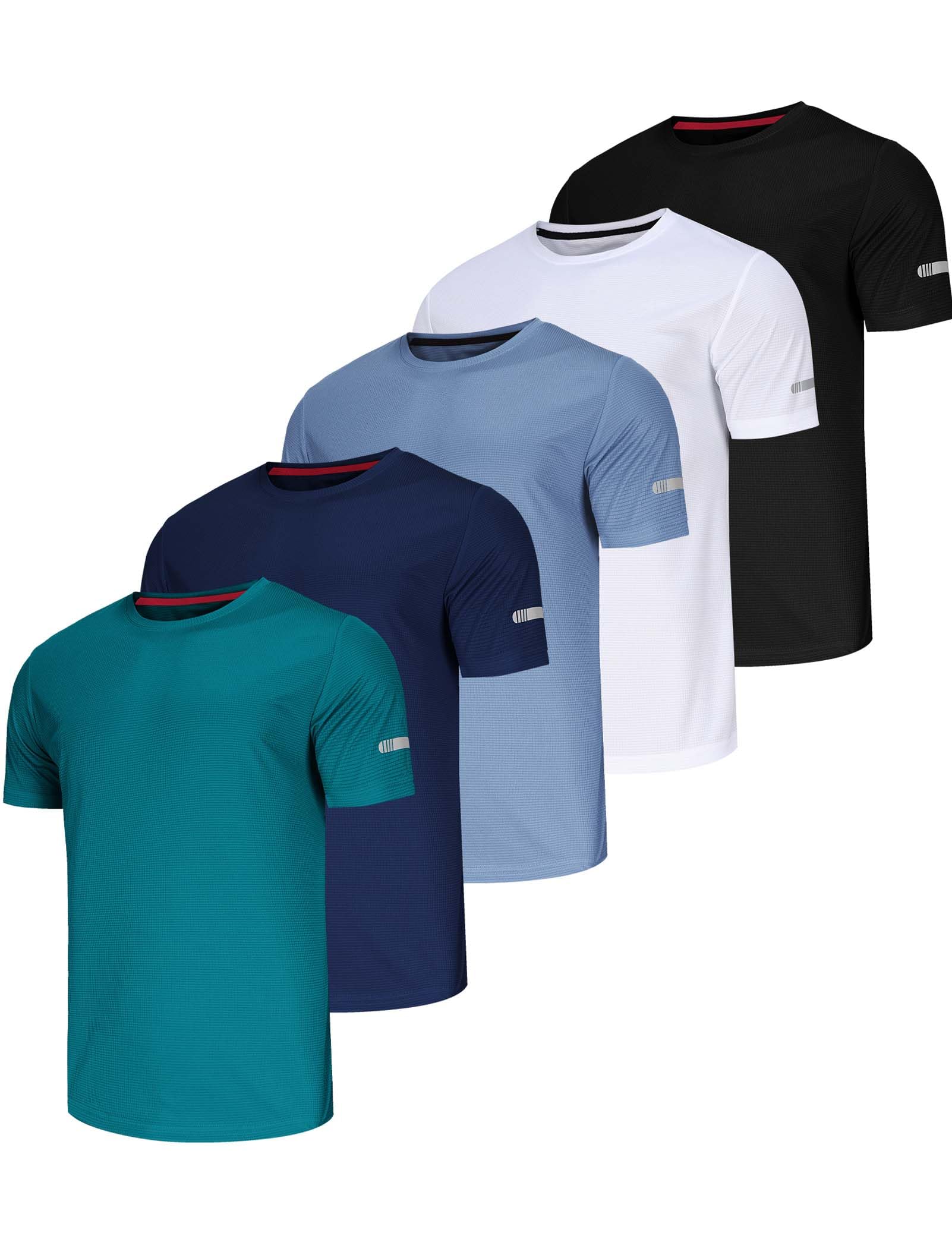 5 Pack T-Shirt Sportive Da Uomo Traspiranti Ad Asciugatura Rapida Magliette A Manica Corta Camicia Funzionale Asciugatura Rapida Traspirante Corsa Camicia Da Allenamento A Manica Corta Uomo