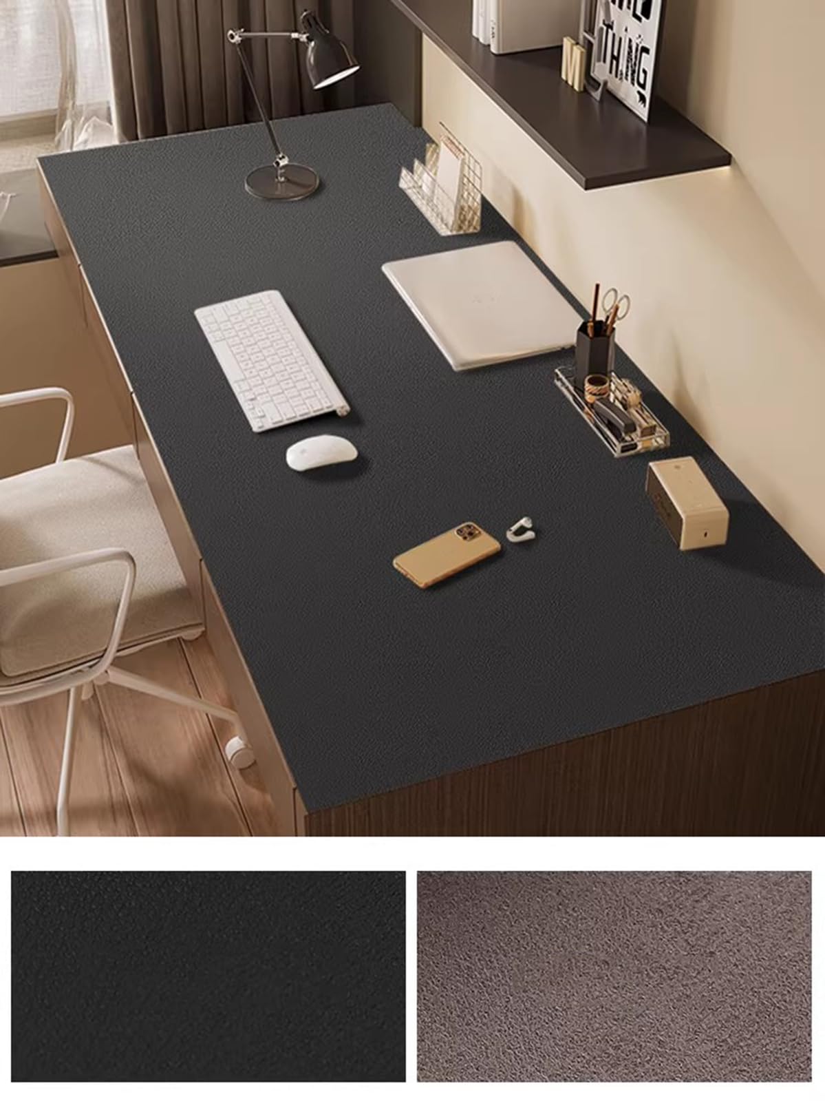 Alfombrilla de oficina, antideslizante, para juegos, trabajo y estudio, color negro