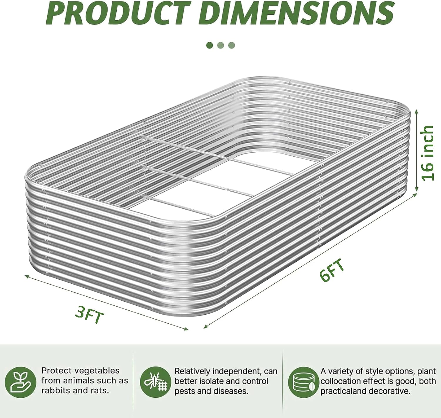 2 Pack Tall 6x3FT Corrugated Galvanized Steel Raised Garden Bed Outdoor, Metal Above Ground Garden Bed for Vegetables and Flowers, Raised Beds for Gardening