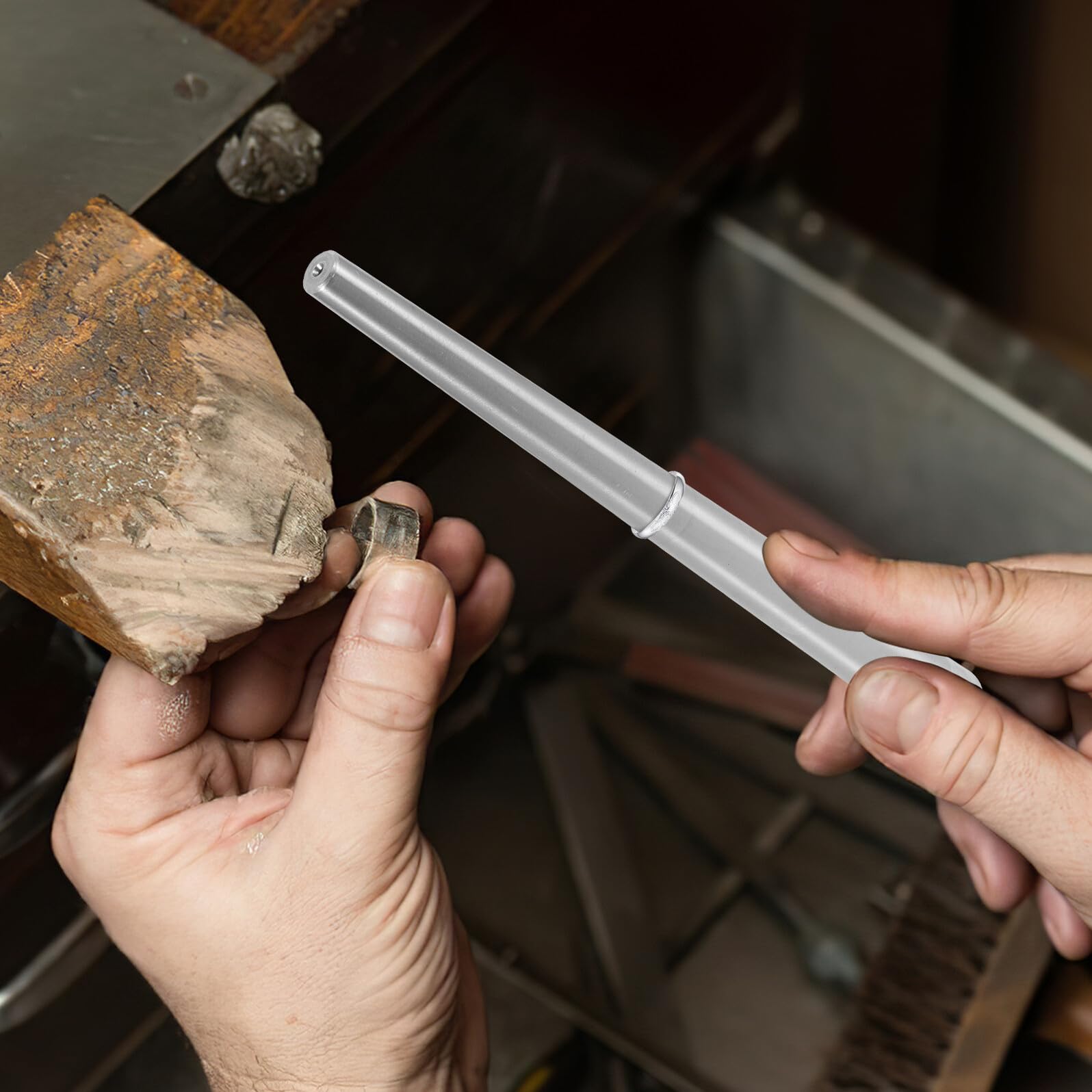 GARVALON Juego Portátil de Mandriles para Anillos Martillo de Goma Ligero Ajustador de Tamaño y Moldeador para Reparación y Ajuste de Anillos de Boda