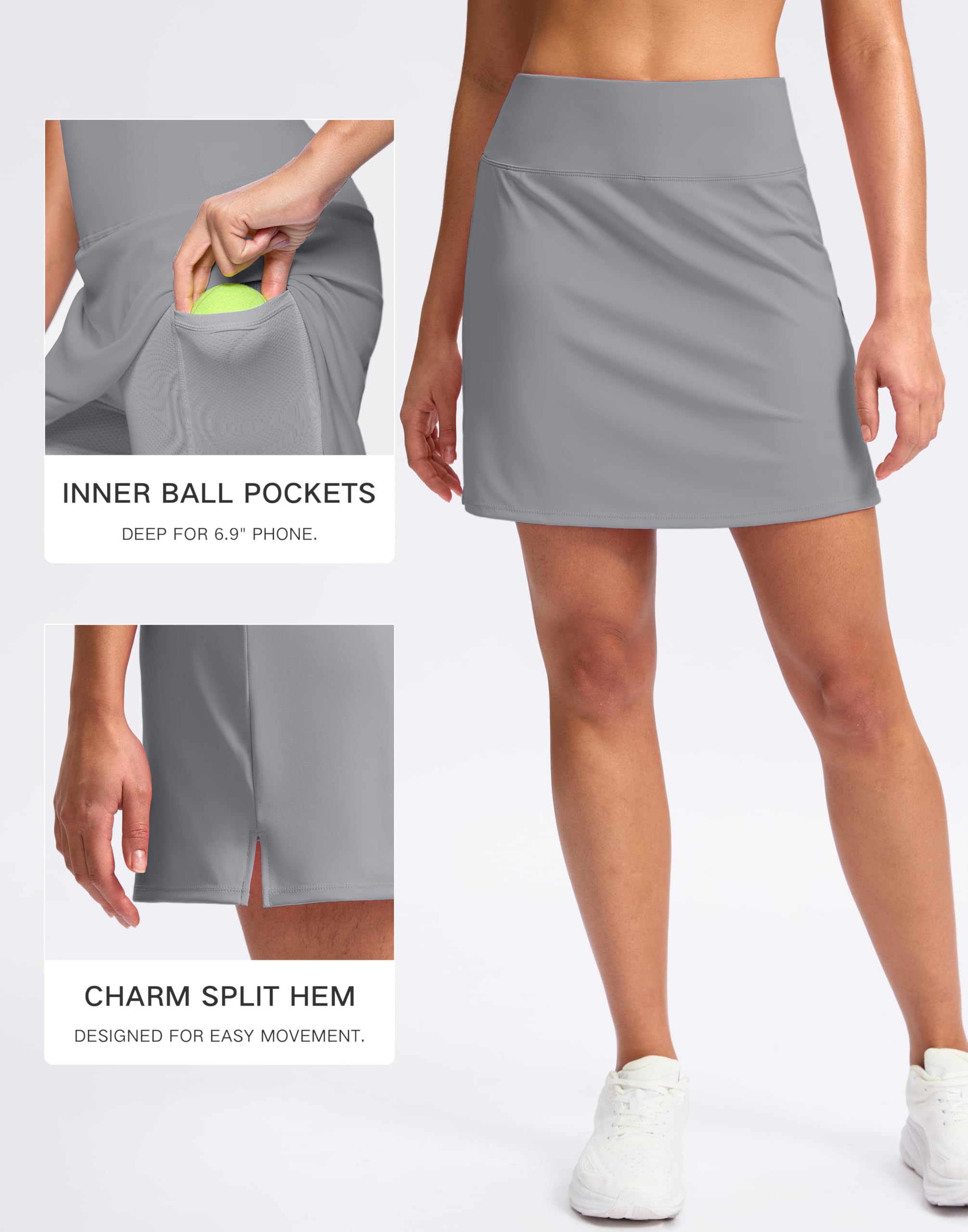 SANTINY Falda pantalón de 16 pulgadas para mujer con 2 bolsillos, cintura alta, falda de pickleball, golf, casual, atlética, falda de tenis