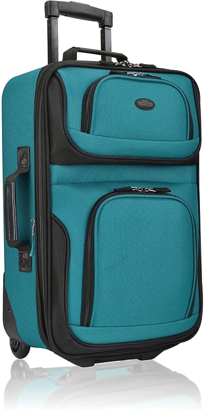 U.S. Traveller Rio valija de mano ligera con ruedas y ruedas blandas, individual de 2 ruedas, color verde azulado