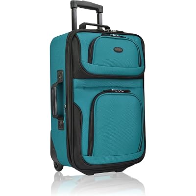 U.S. Traveler Rio Lightweight Softside Rolling Carry-on Suitcase, 2-Wheel Single, Teal