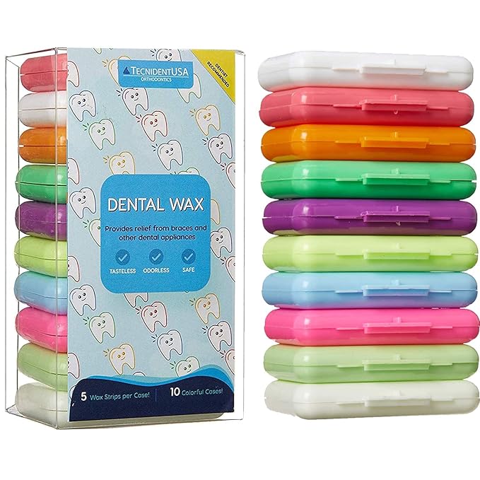 Braces Wax,10 Pack. Dental Wax for Braces & Aligners, Unscented & Flavorless 50