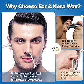 Ear Wax Hair Removal Kit 100g Ear & Nose Hair Wax Kit with 30 Pcs Nose Waxing Sticks for Men and Women at Home Earplugs Hair Removal Lasting Kit Safe Easy Quick & Painless