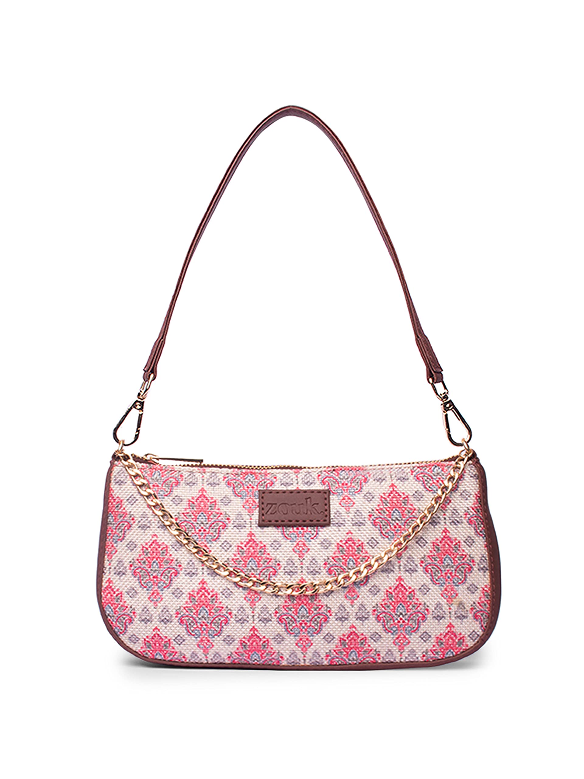ZOUK Kashmiri Tulips Motif Printed Womens Jute Handcrafted Vegan Leather White and Red Mini Shoulder Bag (B0BZSNV8R6) Amazon Price History, Amazon Price Tracker
