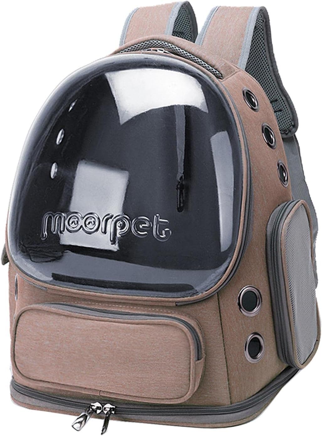 Katzenrucksack, Luftpolster-Tragetasche, Hunderucksack für kleine, mittelgroße Haustiere, Wanderrucksack (Khaki)