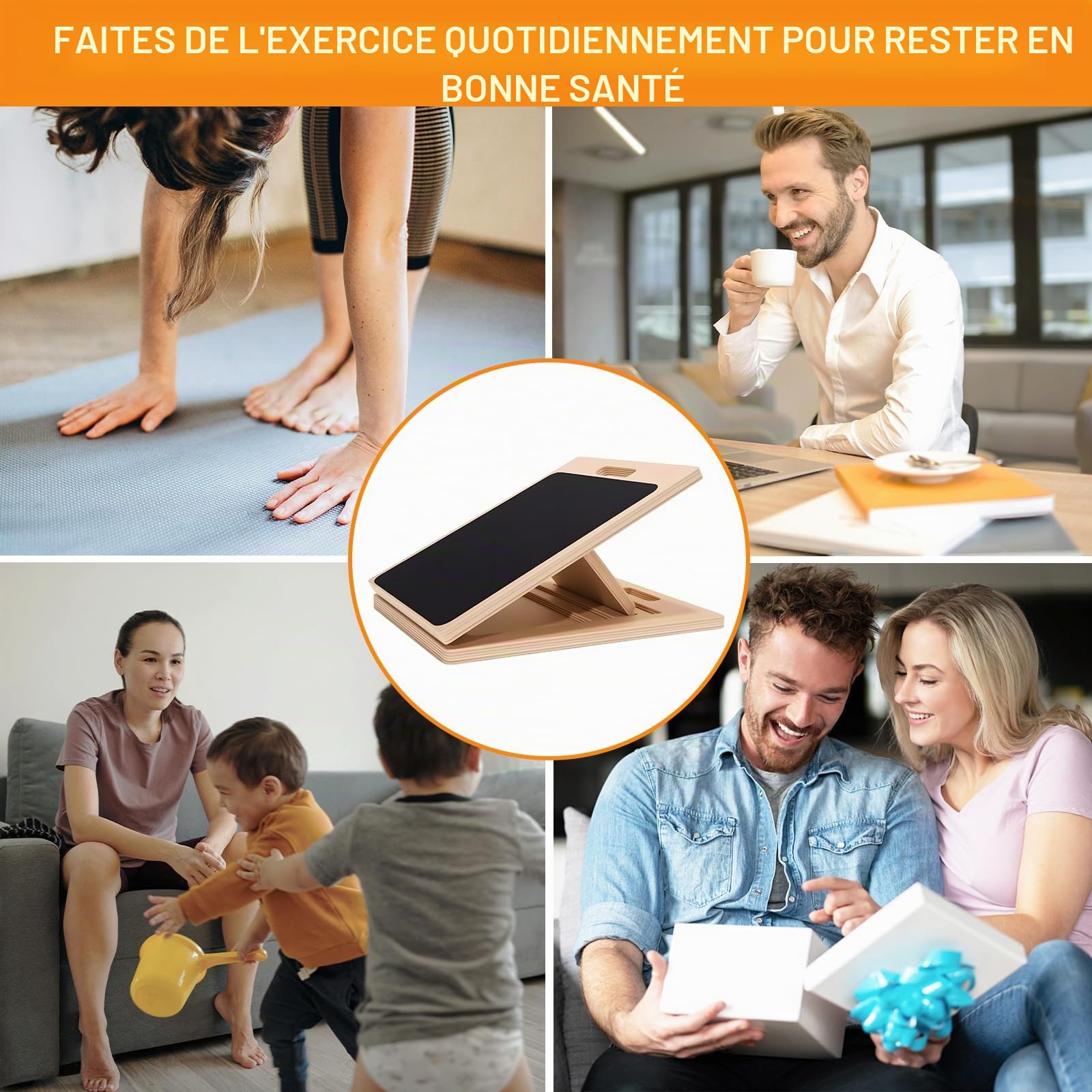 SOONHUA Planche inclinée professionnelle, planche d'inclinaison réglable pour étirement du mollet, 5 angles réglables, idéale pour l'exercice, la physiothérapie