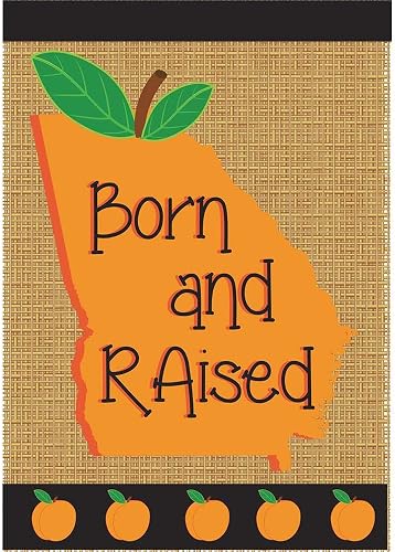 Born and Raised Georgia Peach 18 x 13 Rectangular Burlap Double Applique Small G