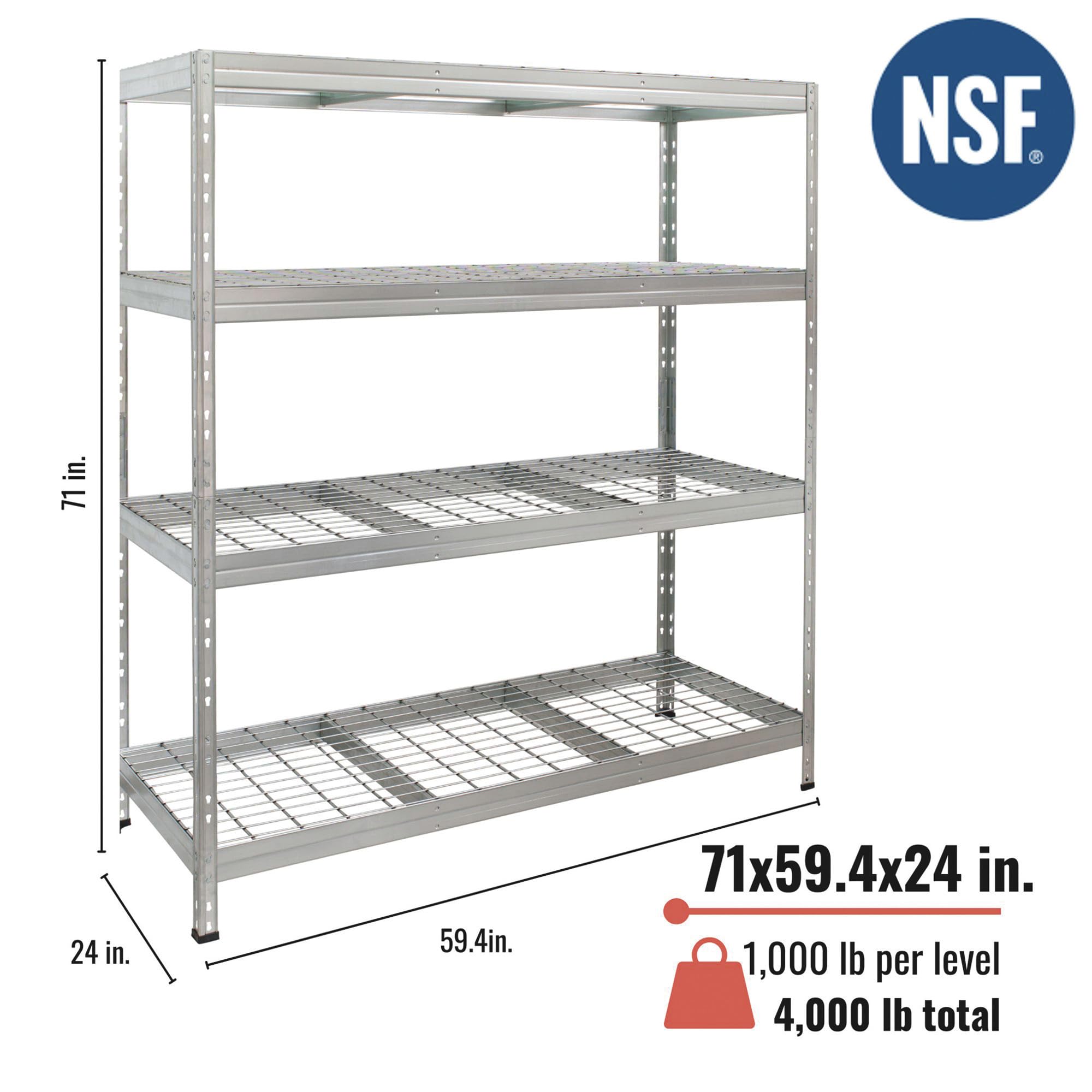Amazon.com: AR Shelving Galvanized Wire Deck Shelving, 4 Shelves