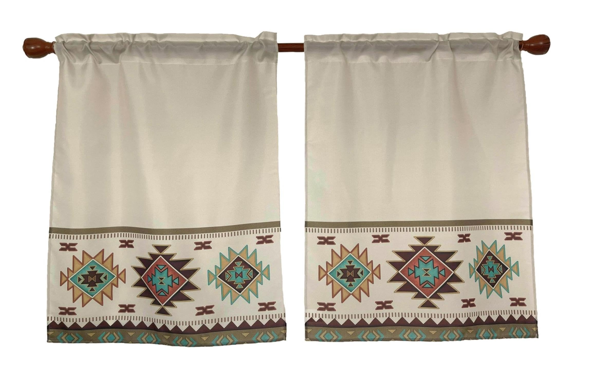 EZ.enjoy Set of 2 Southwest Tribal Navajo Aztec Fancy Abstract Geometric Ethnic Hipster Design Window Curtain Panels Each 28 X 36 Inches for Everyday