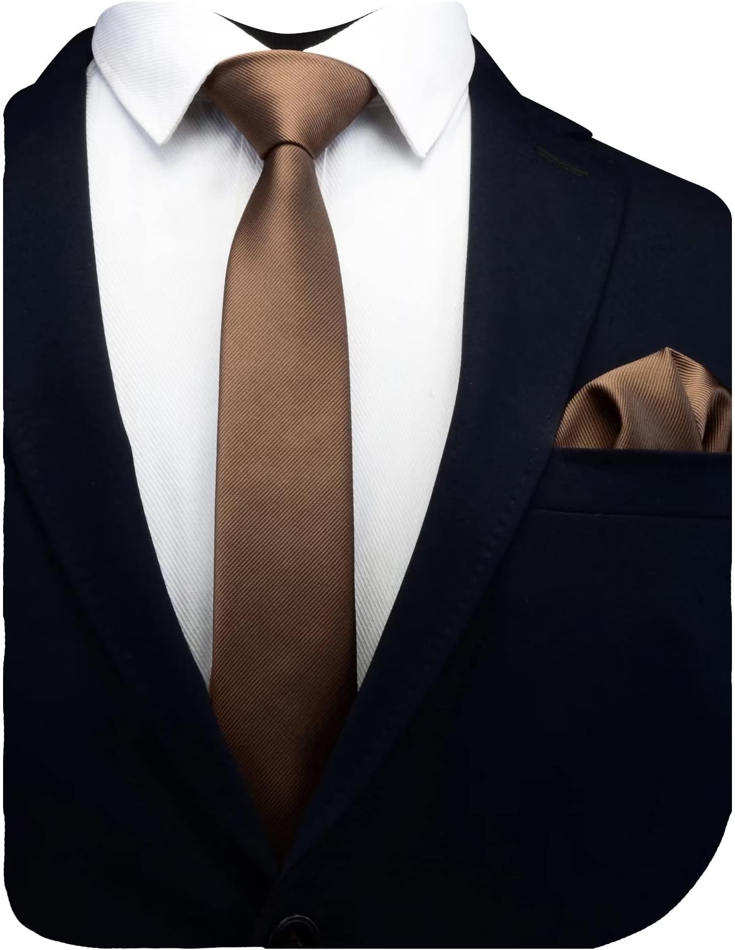 GUSLESON 2.4" Slim Necktie and Handkerchief Set For Men Solid Skinny Tie Set