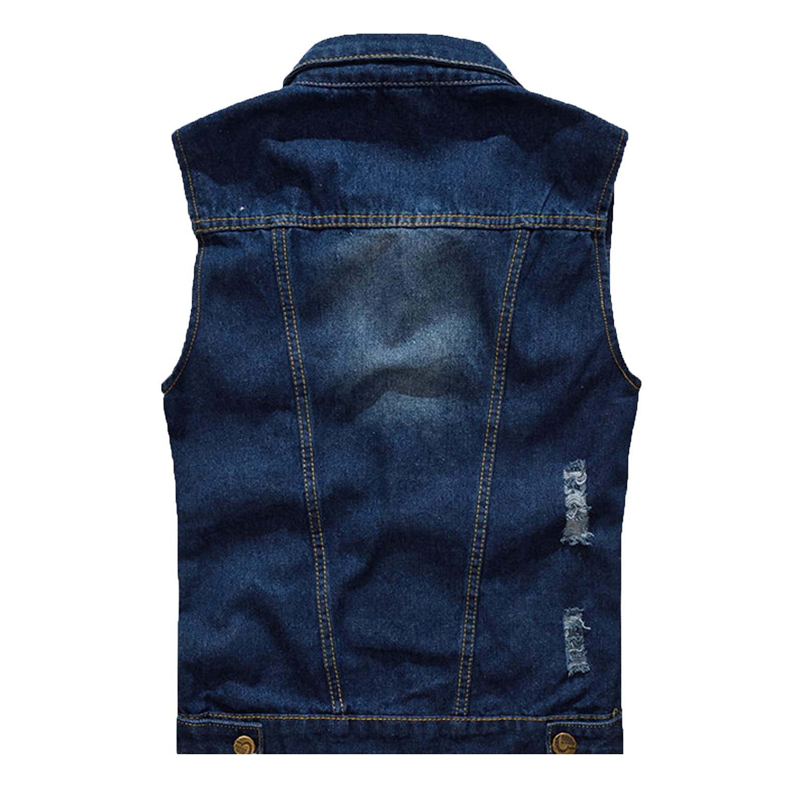 Chaleco de mezclilla de los hombres Chaleco Slim Fit sin mangas Casual Chaqueta de pesca Cowboy Botón Chaleco Reporteros Viaje Jeans Outwear Top