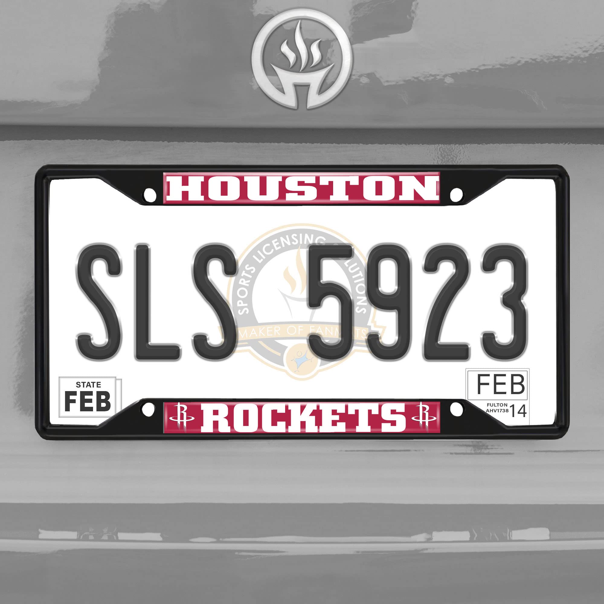 Fan Mats 31331: Marco de matrícula de metal Houston Rockets acabado negro