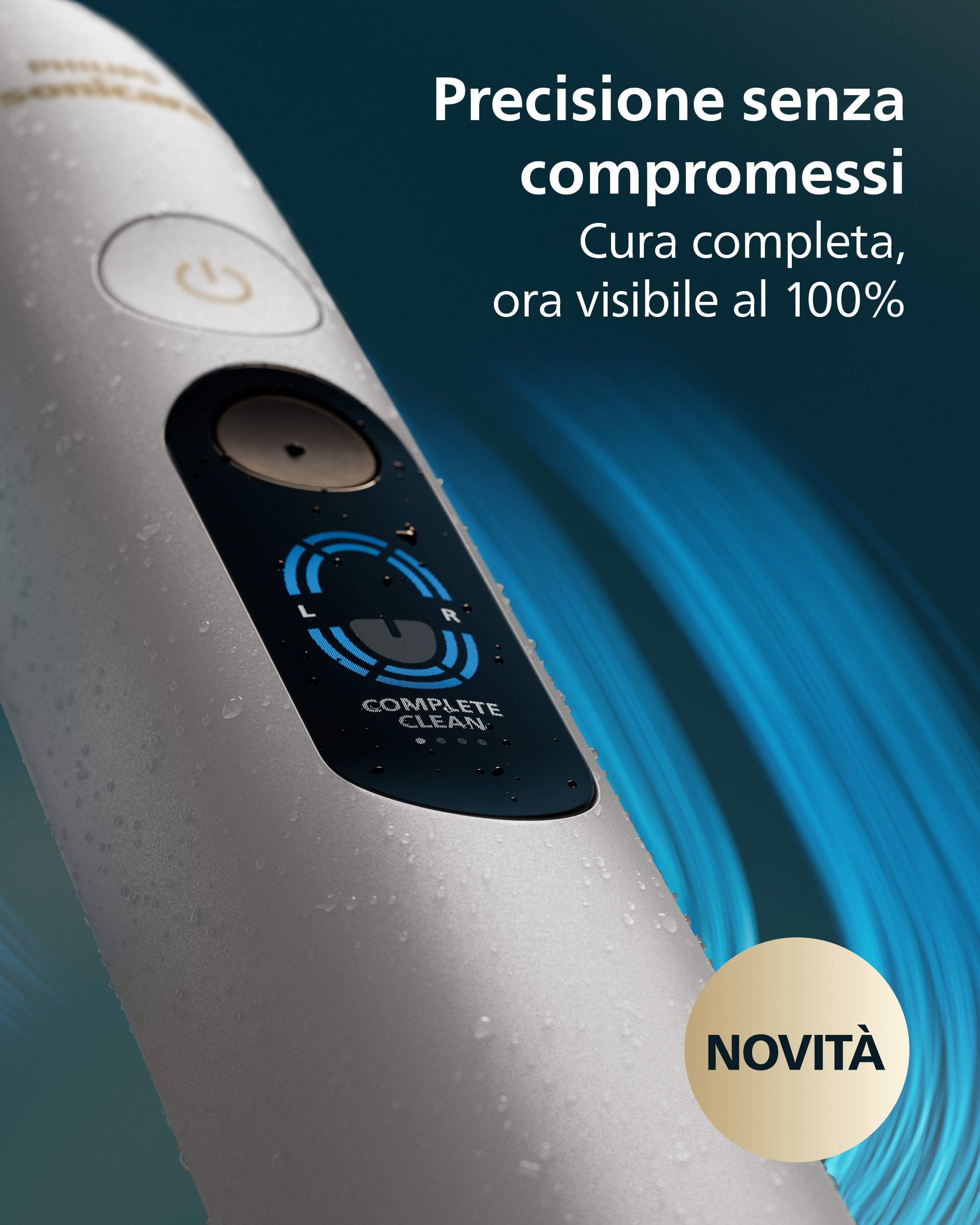 Philips Sonicare Next-Generation DiamondClean 8500 Spazzolino elettrico - con Feedback di pressione, 18 impostazioni, bianco polvere, HX8515/11