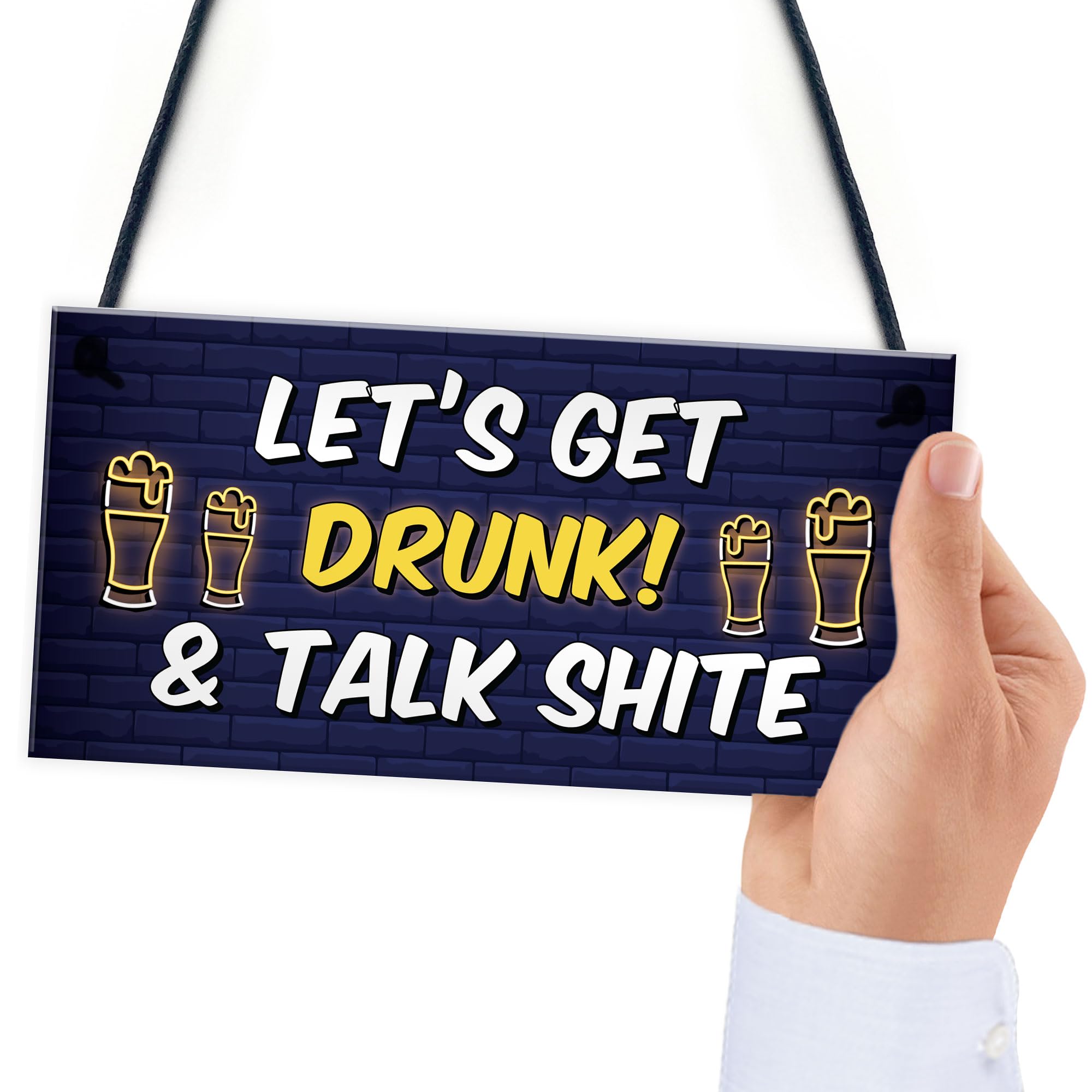 Red Ocean Funny Lets Get Drunk Hanging Home Bar Sign Alcohol Gift Beer Gift Man Cave Plaque Gift For Men
