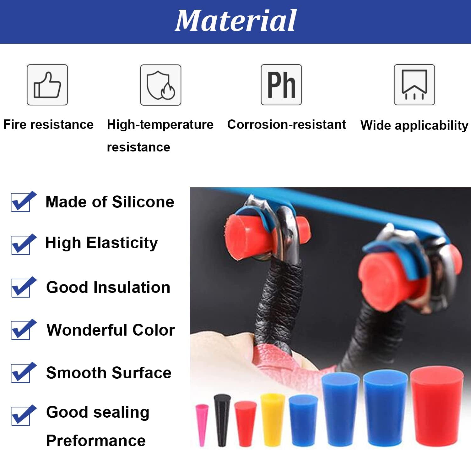 Tnisesm 105Pcs 1/16" to 5/8" Silicone Rubber Tapered Plug Assortment Kits for Masking Off Holes During Powder Coating, Painting, Hydro Dipping, Media Blasting