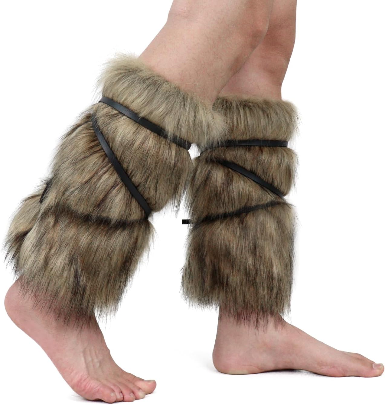 Adolala Faux Fur Furry Arm Cuffs and Leg Warmers Covers Set for Halloween Cosplay Costumes Accessory - Image 4