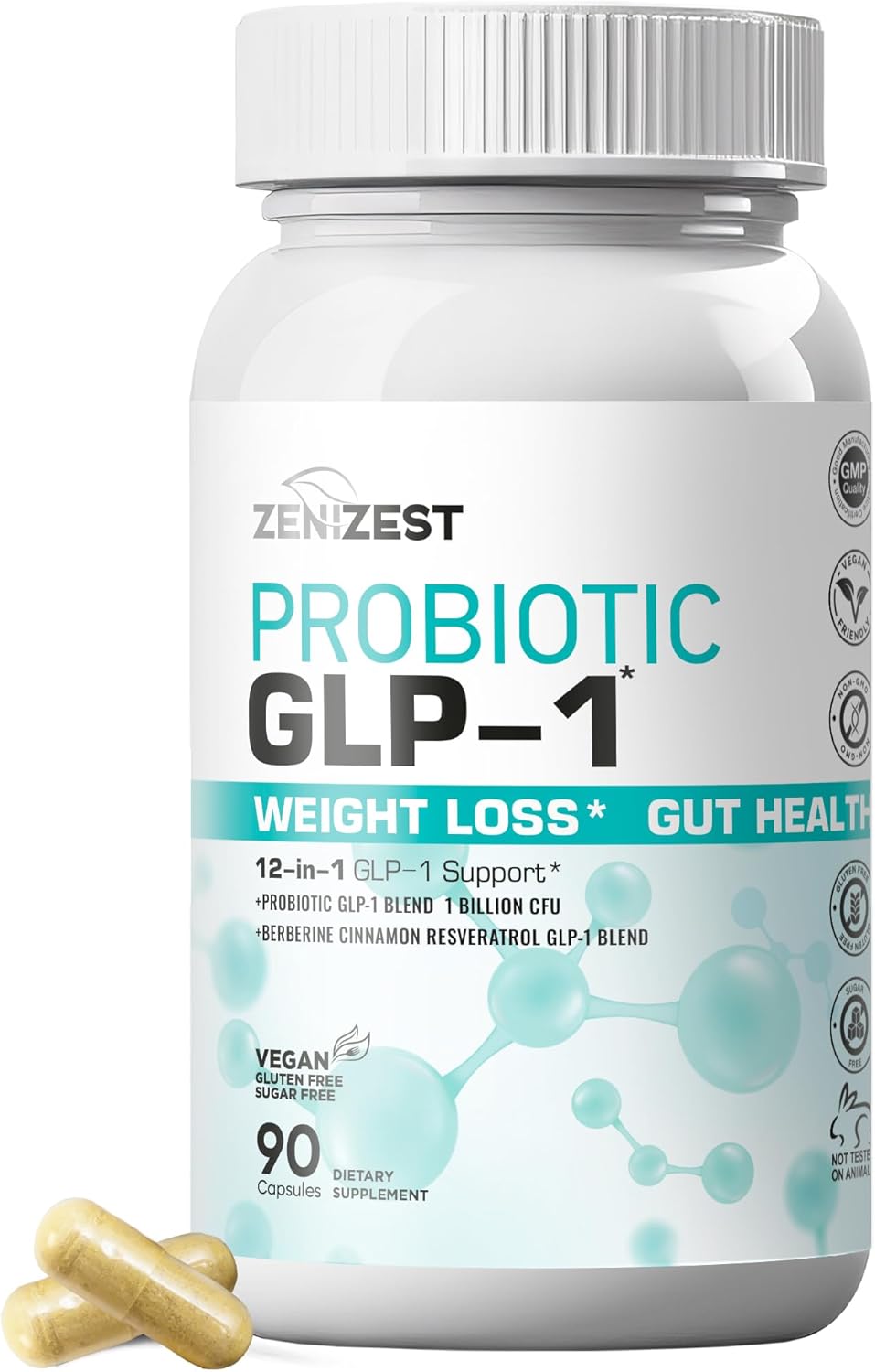 GLP-1 Probiotic Weight Loss Support Supplement – Women Men GLP1 Booster with Berberine – Natural Keto Daily Oral GLP1 Appetite Suppressant Hunger Control Metabolism Fat Burn Gut Health