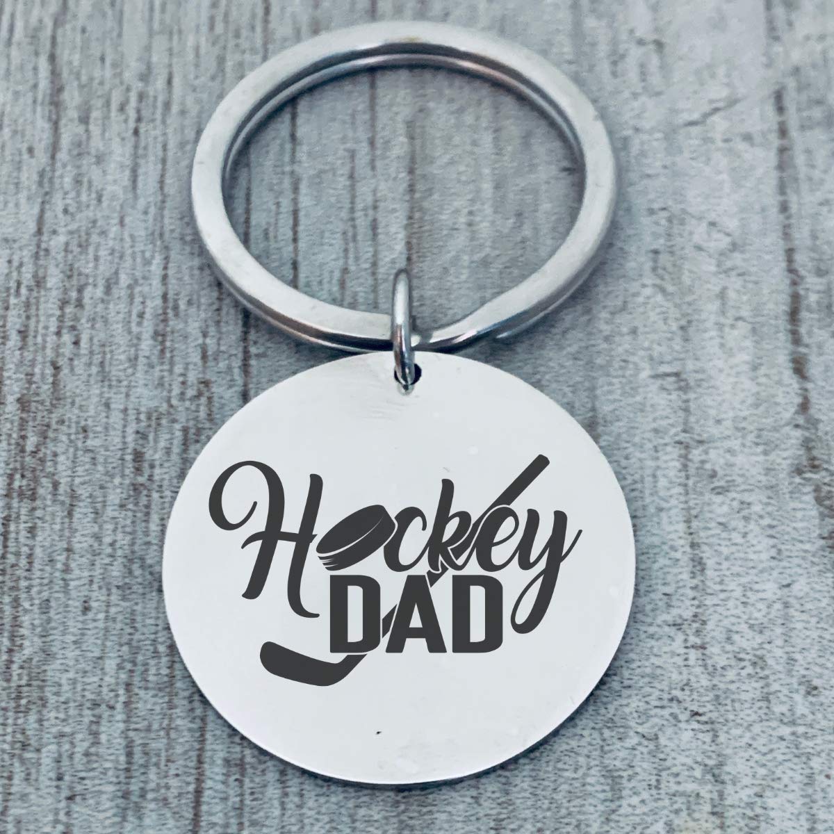 Sportybella Hockey Dad Gift, Hockey Dad Keychain, Ice Hockey Jewelry, Hockey Charm Keychain- Gift for Hockey Player Dads