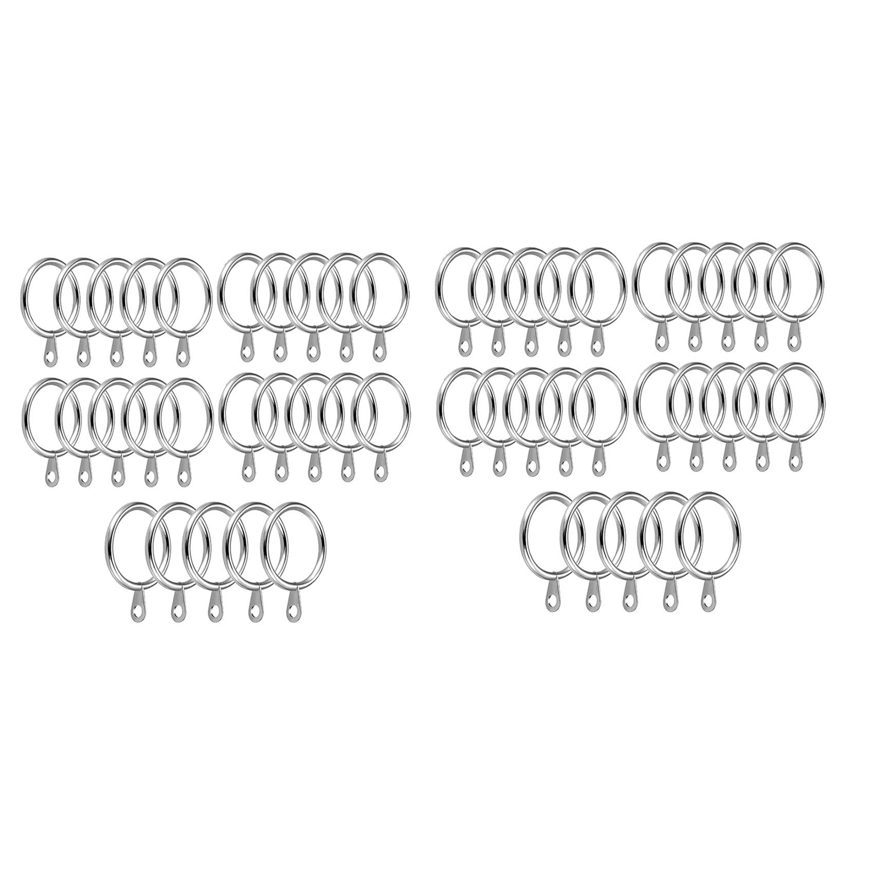 Hndhbfgrt 48 Pack Metal Curtain Rings, 30mm Internal Diameter Eyelets for Curtain Poles, Rods and Drapery, Silver