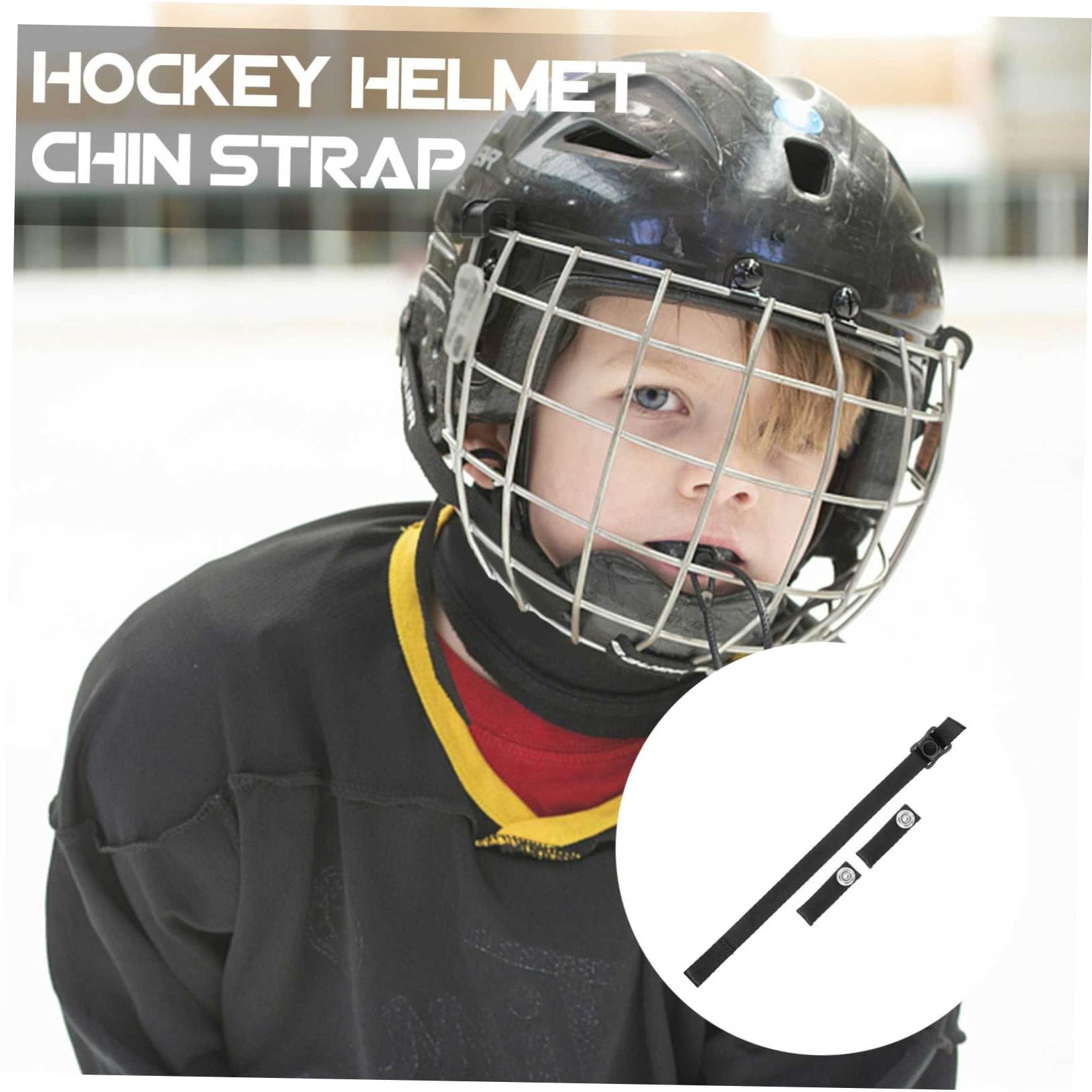 ibasenice Mentonera para Casco para Deportes De Hockey Casco De Hockey Adulto Acolchado Correa De La Barbilla del Casco Mentón Banda Universal Hebilla Poliéster Black