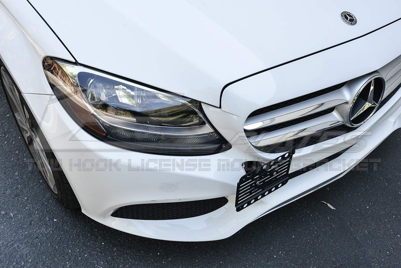 Replacement for 2015-Present Mercedes Benz W205 C-Class Models | EOS Plate Version 1 Front Bumper Tow Hook License Plate Relocator Mount Bracket Tow-254 (Mid Size)