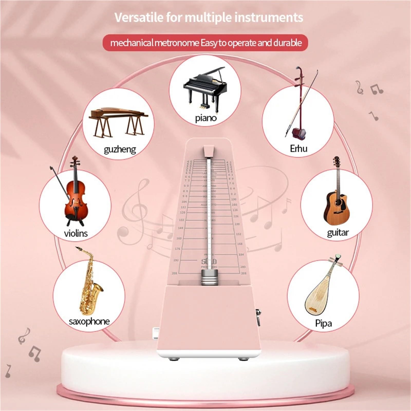 Universelles mechanisches Metronom, geeignet for Klavier, Violine, Saxophon und andere Instrumente. Präzise(PURPLE)