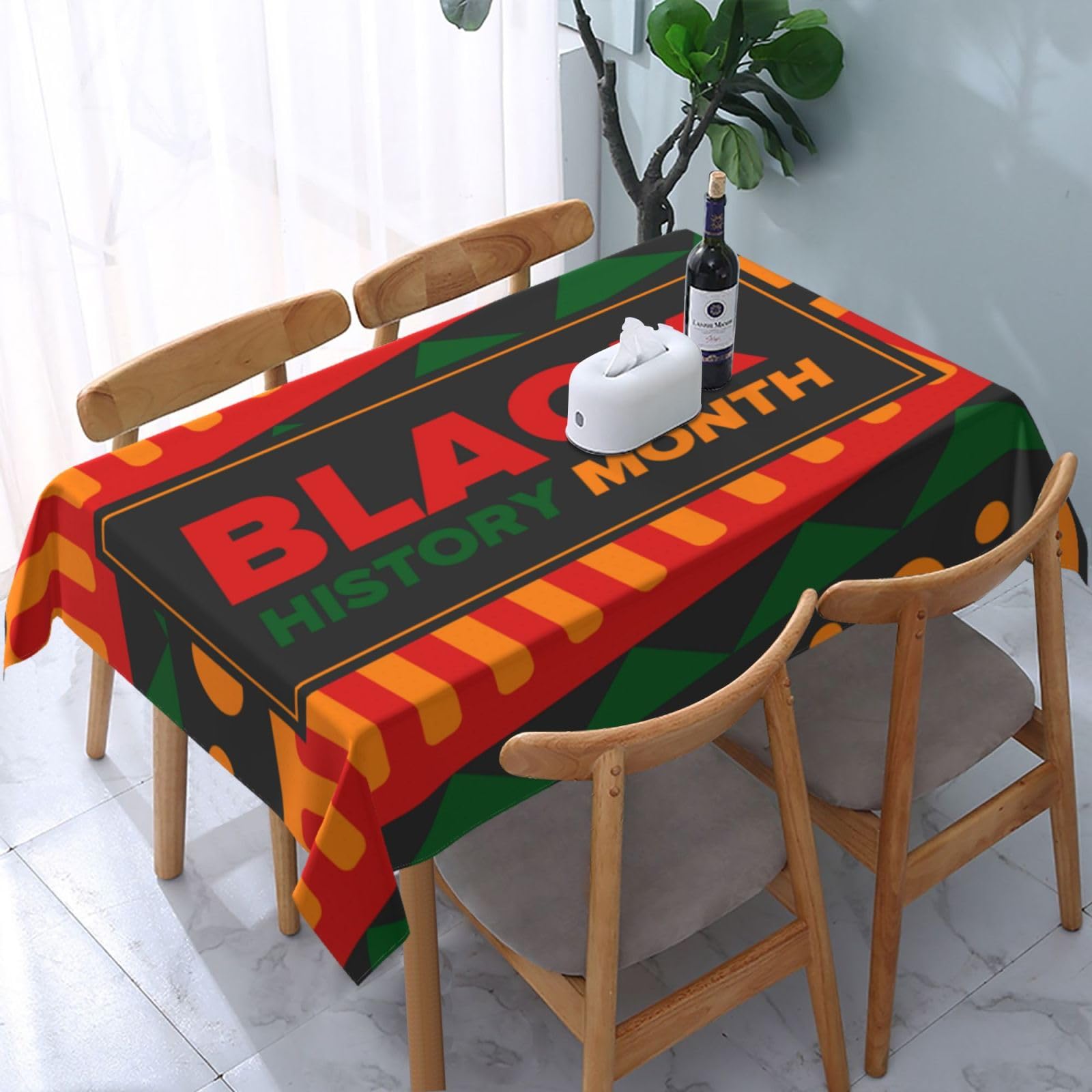 JunHeArt Black History Month Tablecloth Rectangle Table Cover Washable Table Cloths Decor For Kitchen 54" X 72"