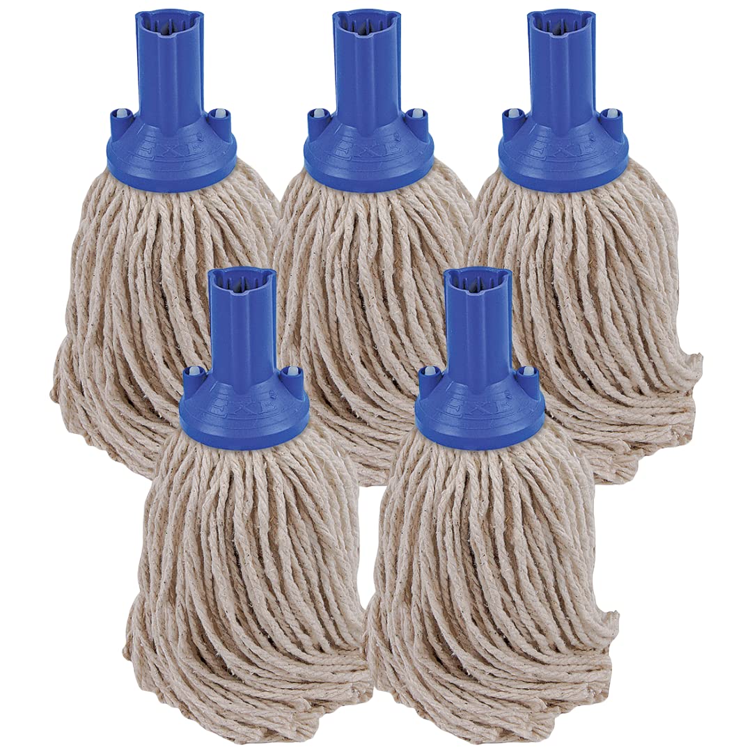 Avern Cleaning Supplies Blue Mops (5 Pack) String Mop Heads Cotton Py Yarn Replacement Socket Mop Head - Colour Coded - (Pack Of 5) (Blue), (Rsmmops150g)