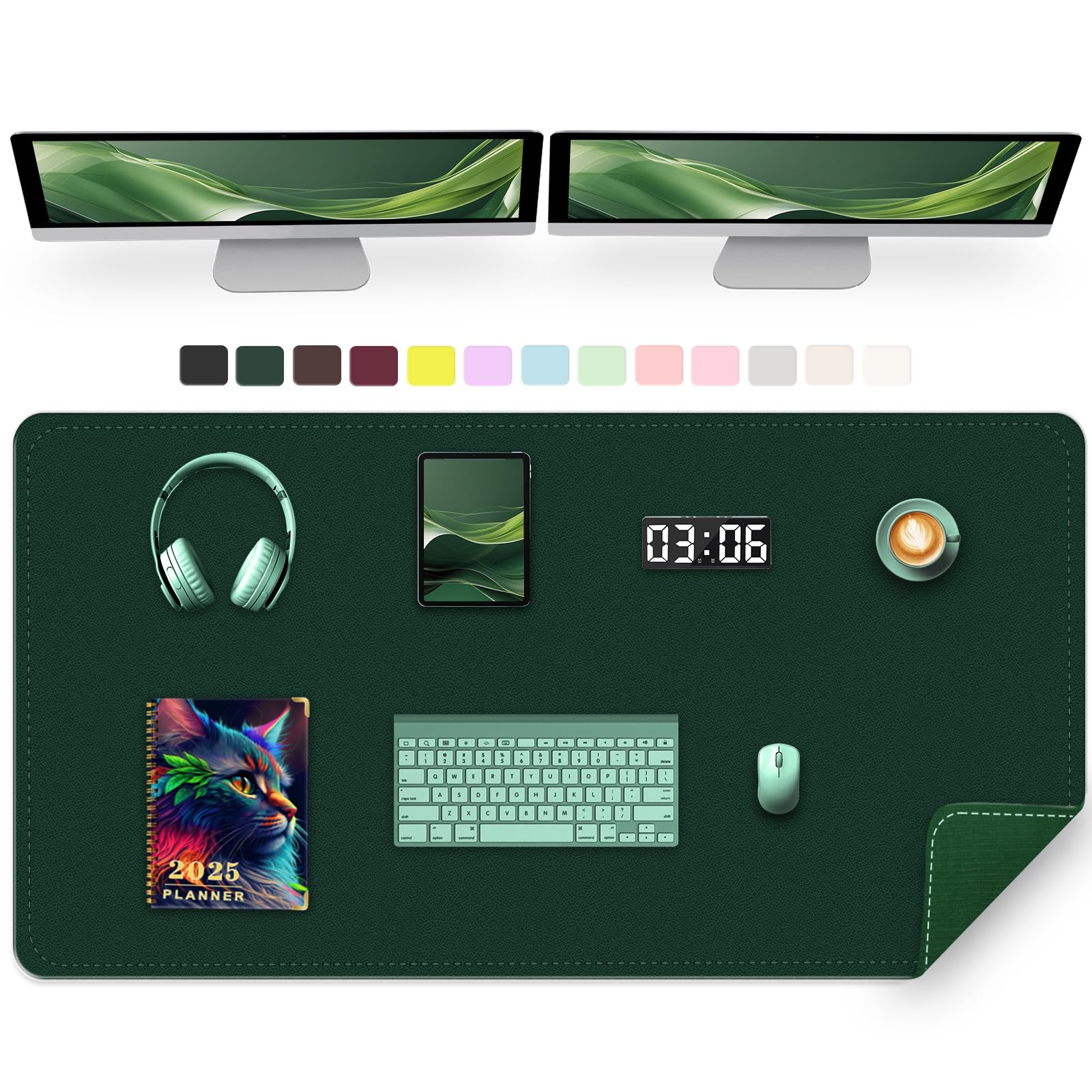 Large Desk Pad, 120 x 43 CM PU Leather Desk Mat, Non-Slip Office Desk Protector Mat