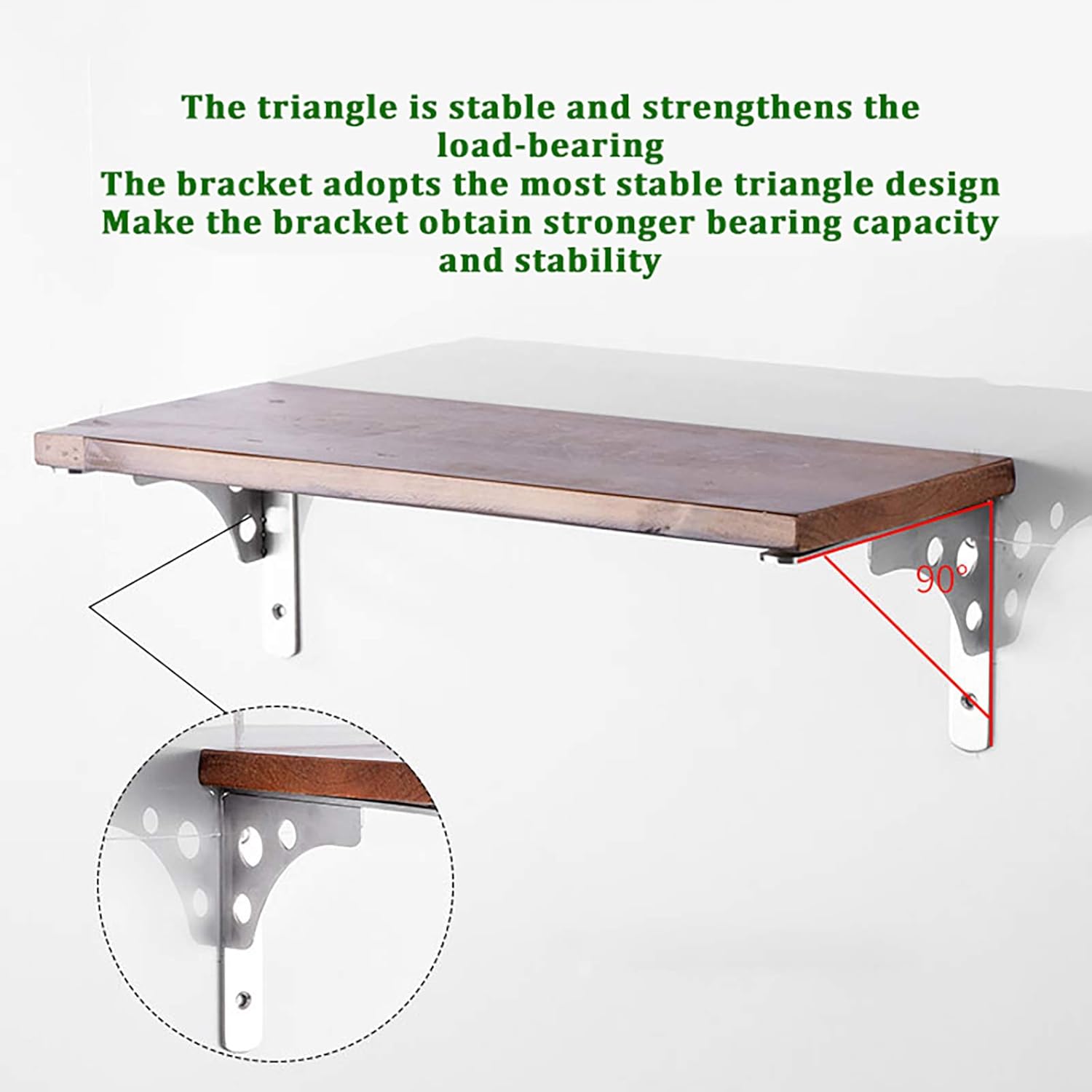 2pcs Shelf Bracket Heavy Duty, Stainless Steel Brackets Corner Brace Wall Floating Right Angle Brackets, Max Load 110lb, 2 Installation Methods, for Bathroom, Kitchen, Living Room,200mm/8 in