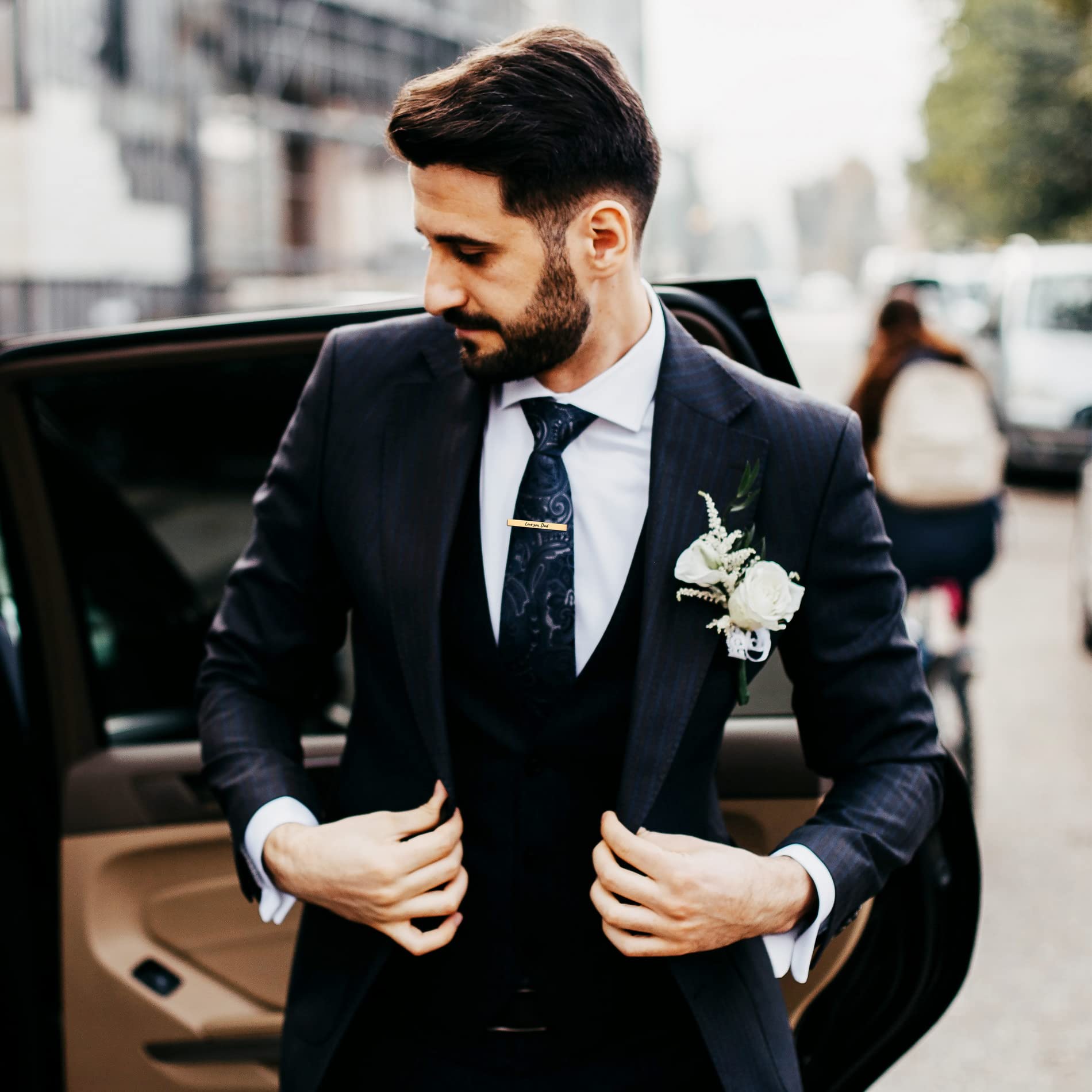 Personnalisé Argent Noir Or Pince à Cravate Barre pour Homme Acier Inoxydable Bijoux Affaires Cadeau de Mariage
