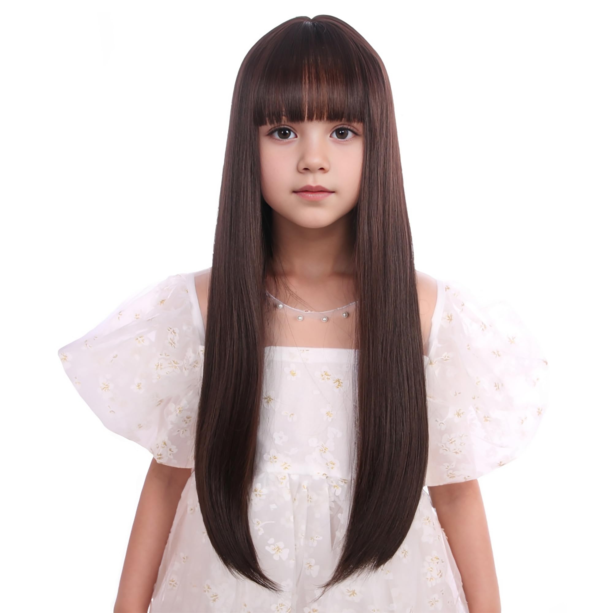 ダークブラウン ロングウィッグ 合成繊維 Amazon.co.jp: Edivd ブラウンウィッグ キッズ ガールズ ロング ダーク