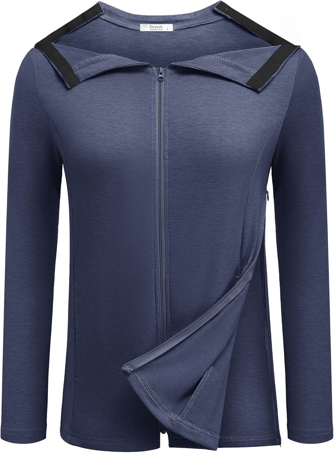 Deyeek Mastectomy Shirts with Drain Pockets Post Shoulder Surgery Tops for Women Chemo Port Long Sleeve with Zippers - Image 7